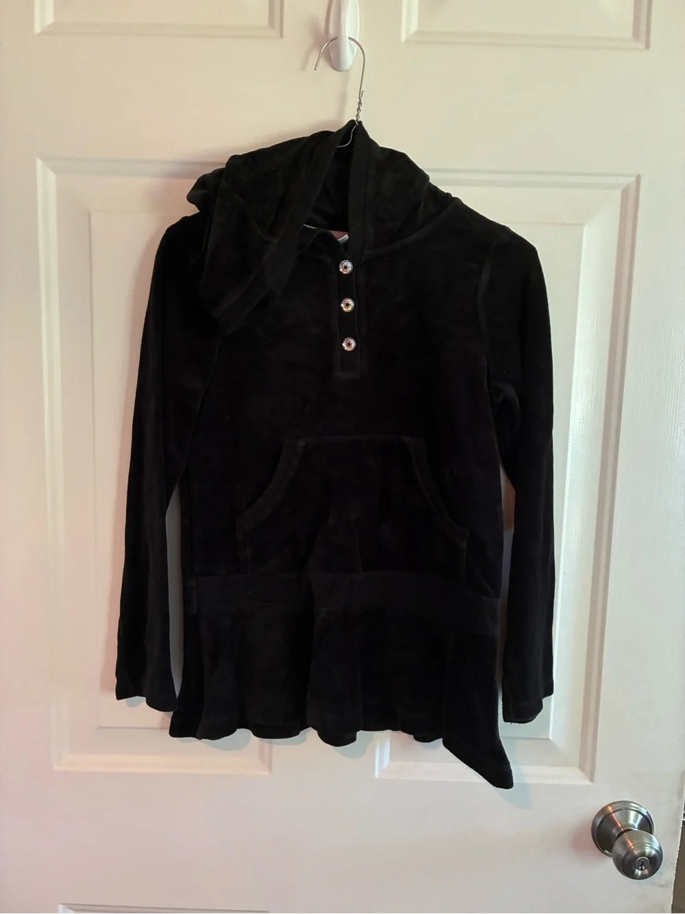 Gymboree Black Velcet Hooded Button-Front Sweater